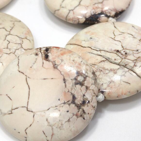 Vintage Gemstone Flat Circular Beaded Necklace, Hand Knotted, 1980s - Picture 8 of 10